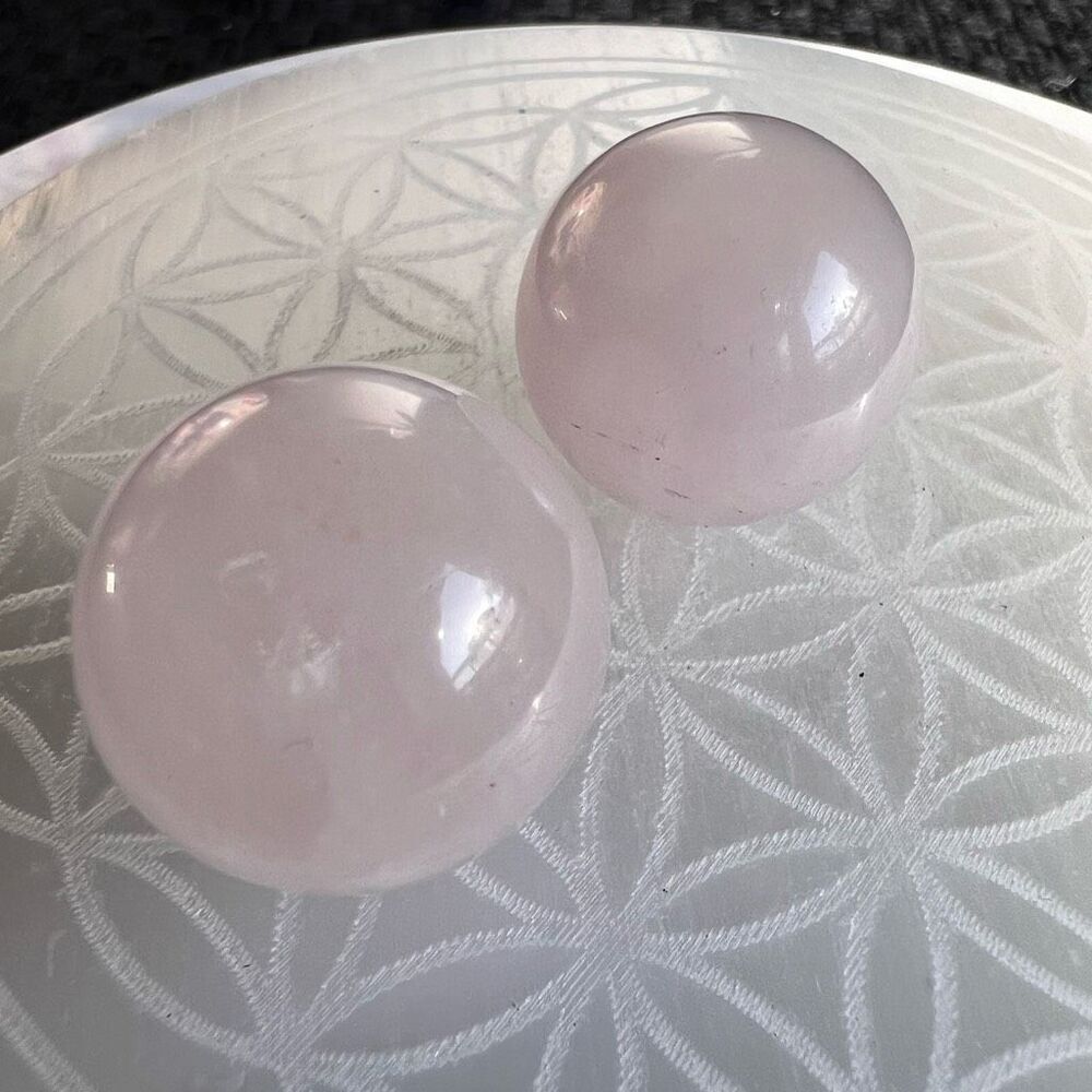 Rose Quartz Crystal Marble Sphere (Set‎ of 2)